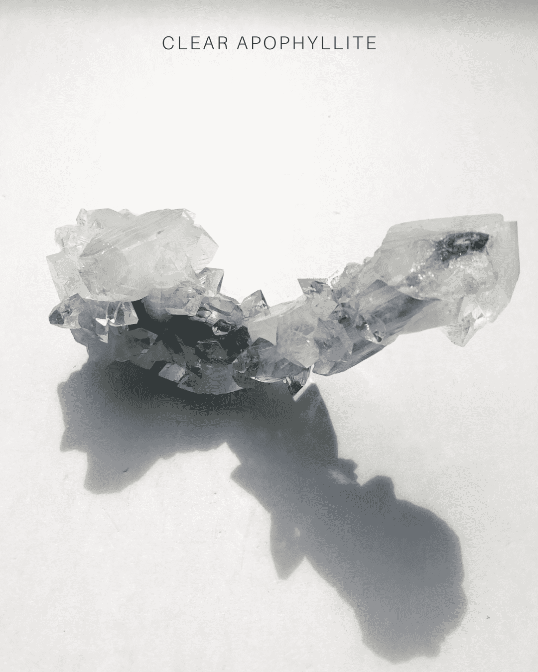 Clear apophyllite in shape of phallus