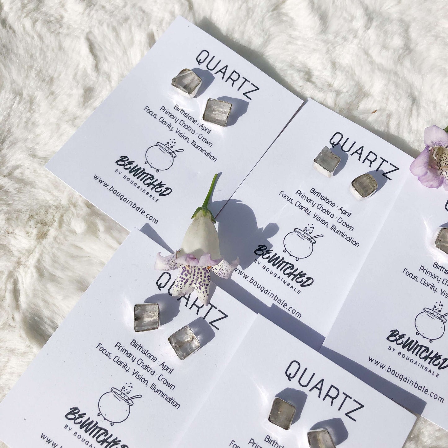 Clear Quartz Raw Crystal Jewellery Stud Earrings In Silver - April Birthstone Earring - Capricorn Zodiac Earring