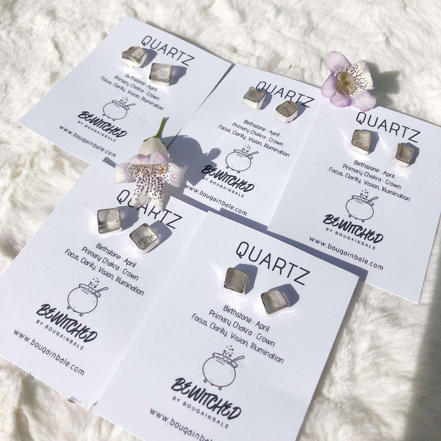 Clear Quartz Raw Crystal Jewellery Stud Earrings In Silver - April Birthstone Earring - Capricorn Zodiac Earring