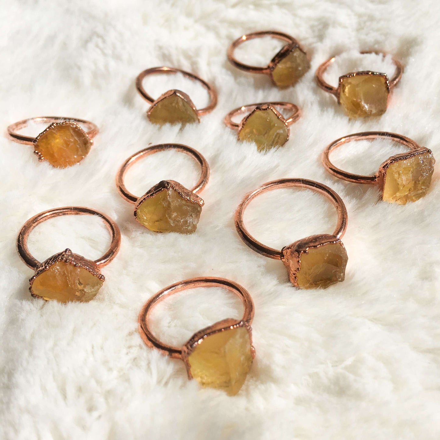 Citrine Raw Crystal Jewellery Electroformed Copper Ring