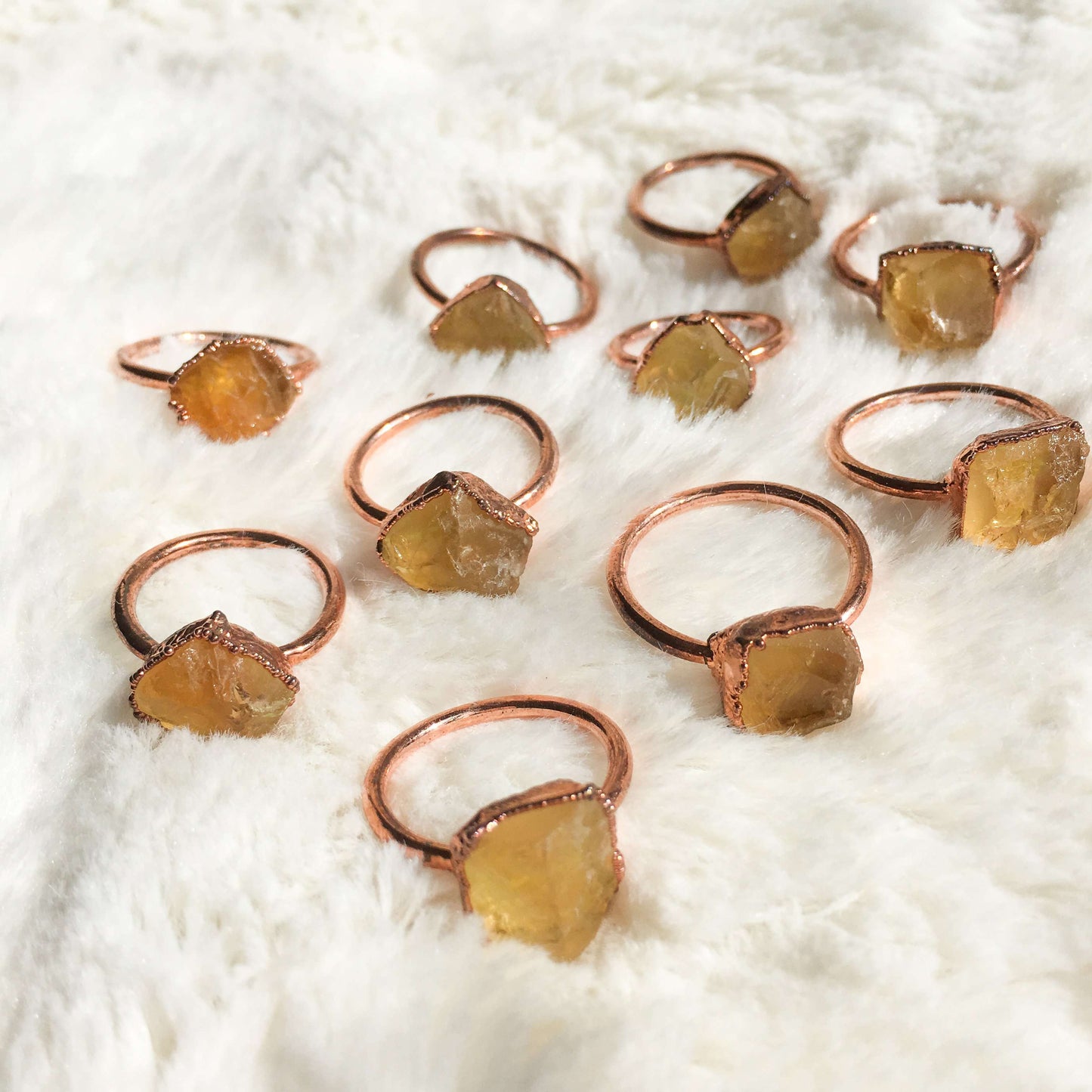 Citrine Raw Crystal Jewellery Electroformed Copper Ring