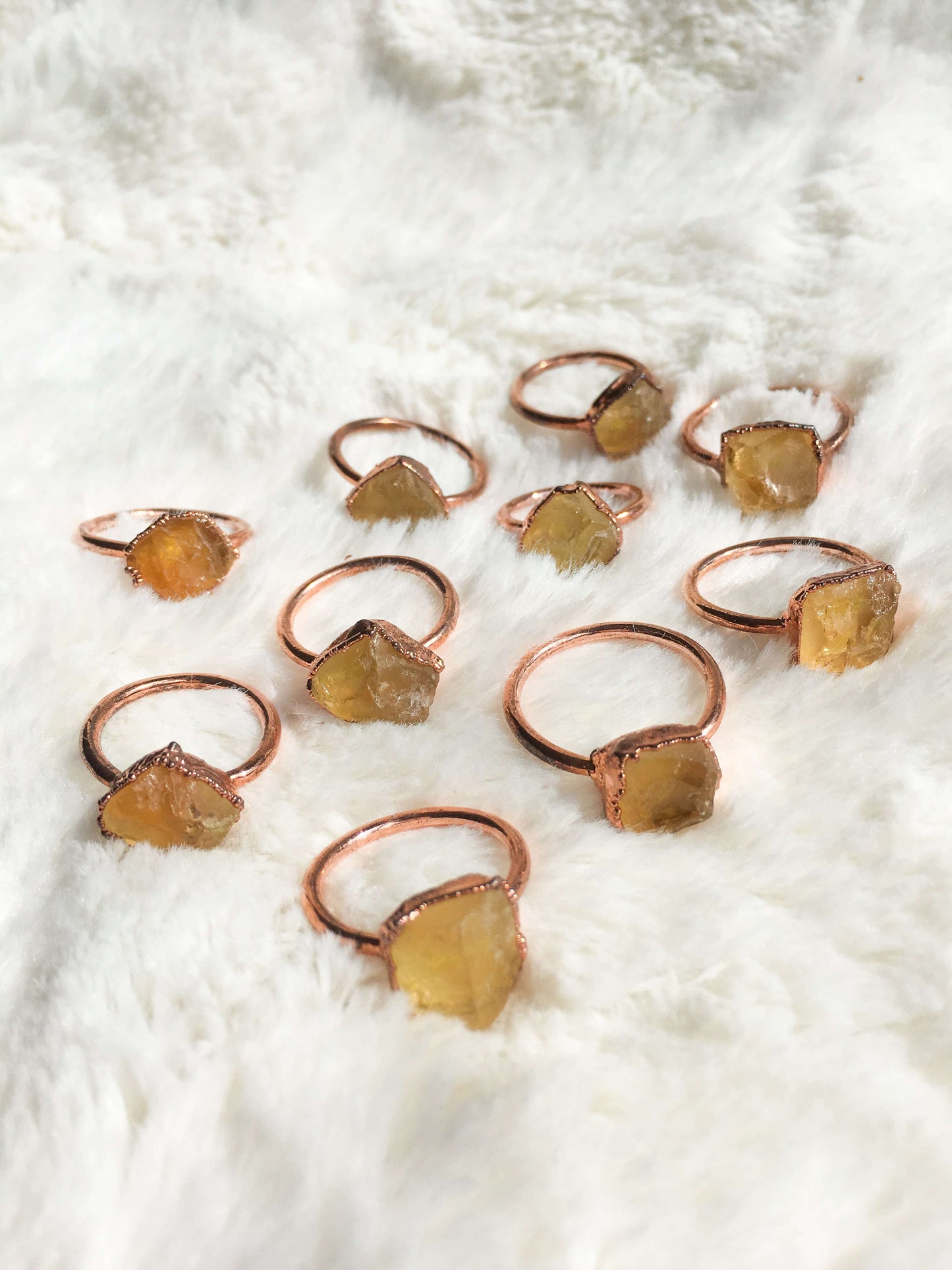 Citrine Raw Crystal Jewellery Electroformed Copper Ring