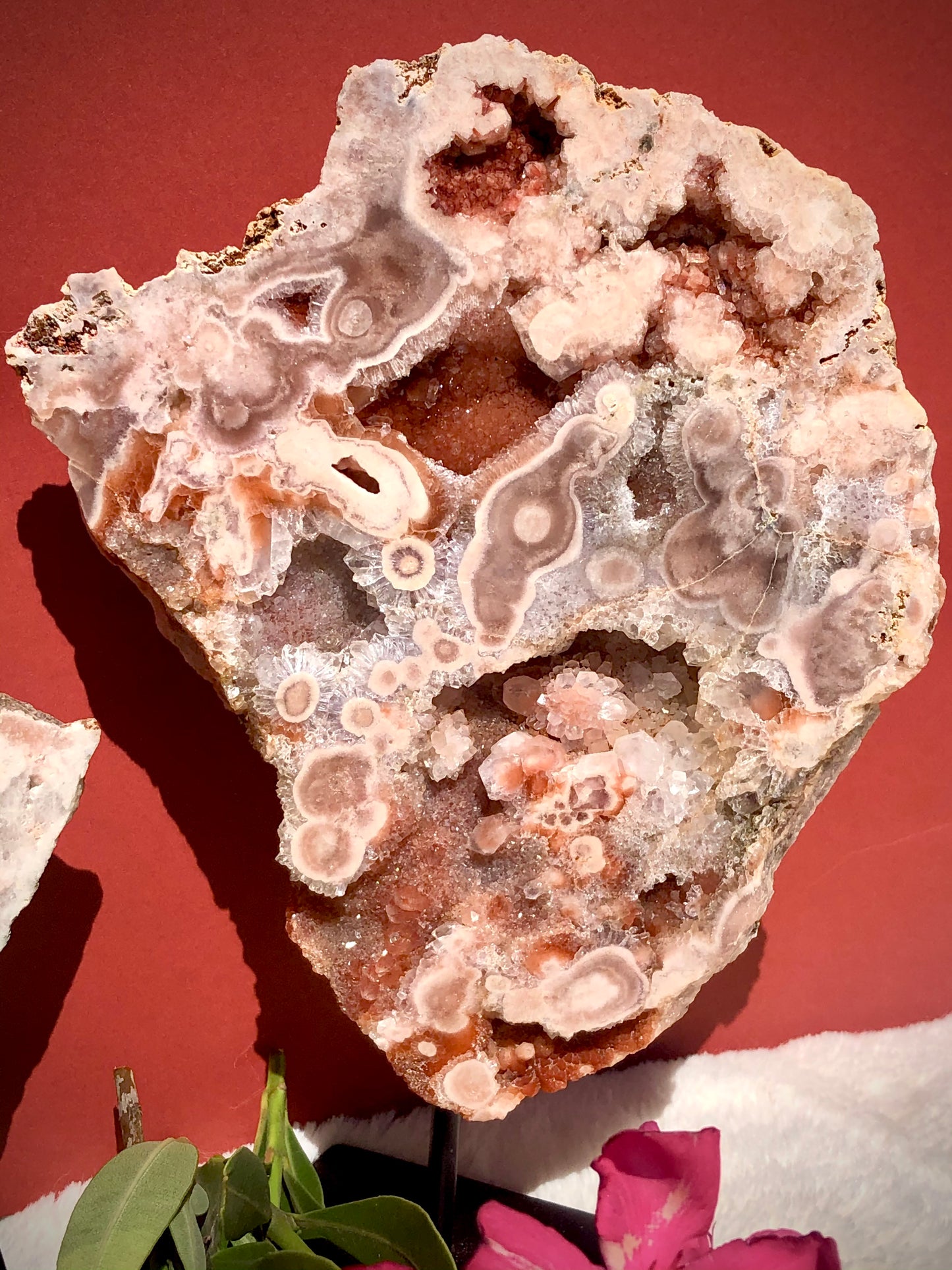 Pink Brazilian Amethyst Slice on Stand