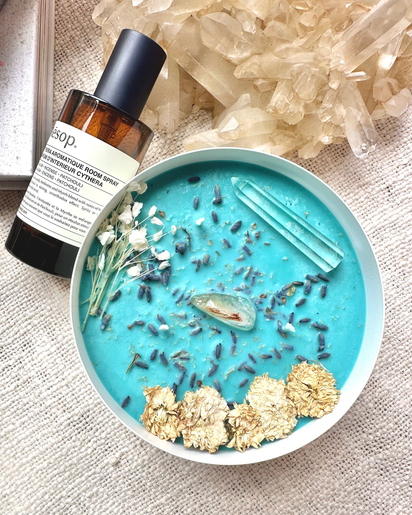 Calm And Cleanse, Scented Crystal Candle.