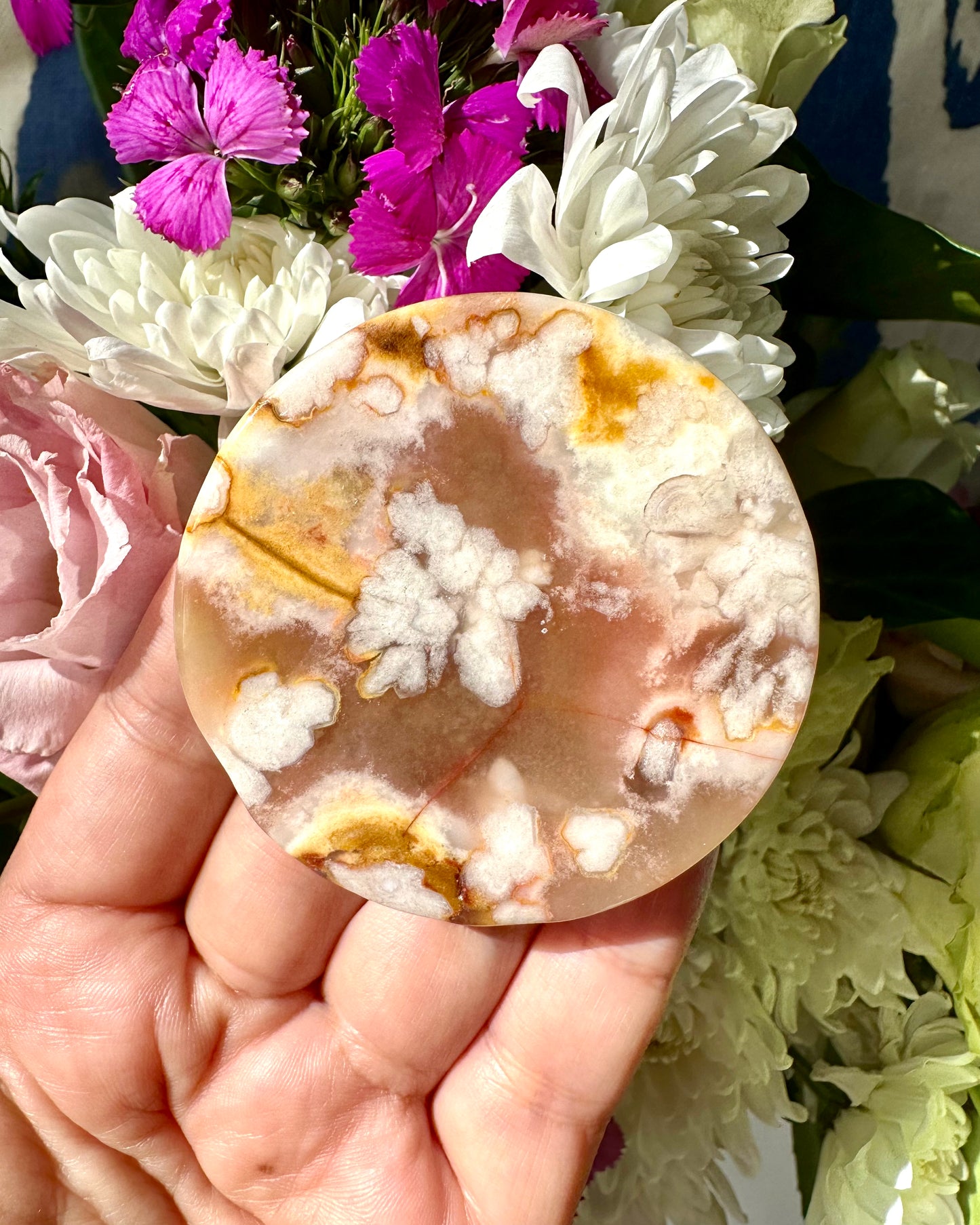 Flower Agate Discs, Grade A