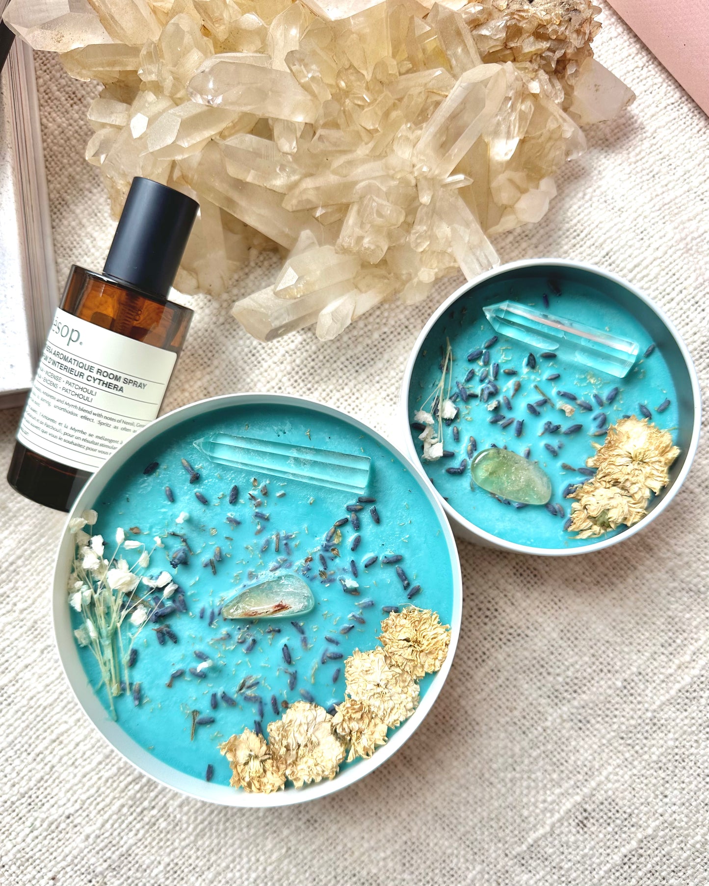 Calm And Cleanse, Scented Crystal Candle.